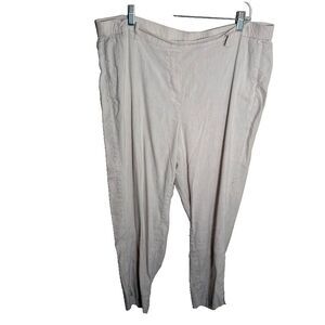 J Jill Linen Stretch Pants Women's 2X Beige Pull On Tapered 24" Inseam Capri